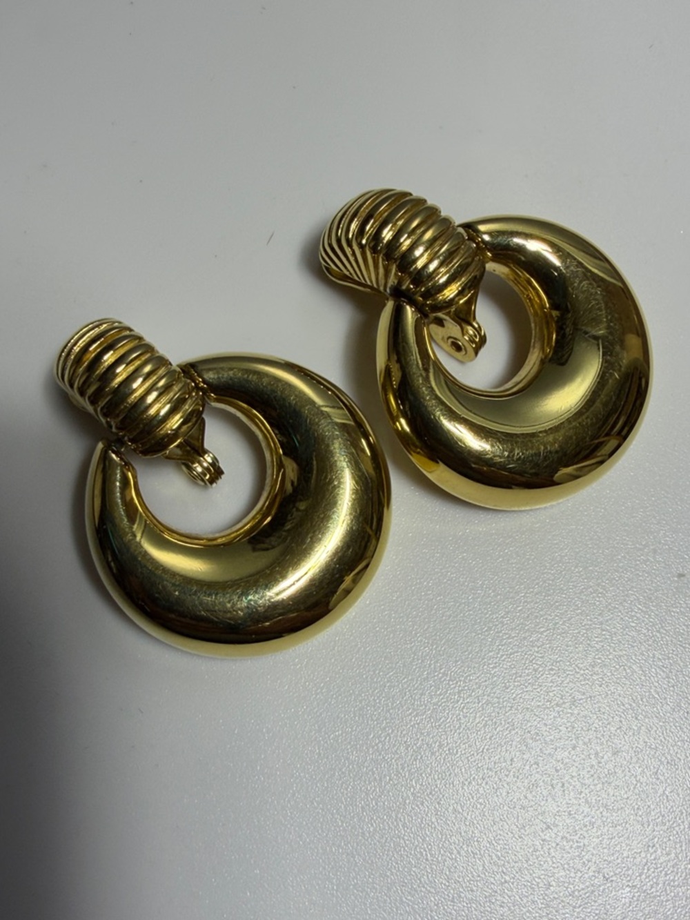 Vintage Monet Door Knockers Gold-Tone Clip-On Earrings - Classic Statement
